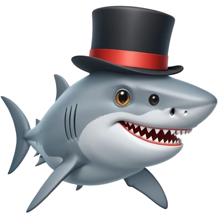 Shark with a top hat emoji