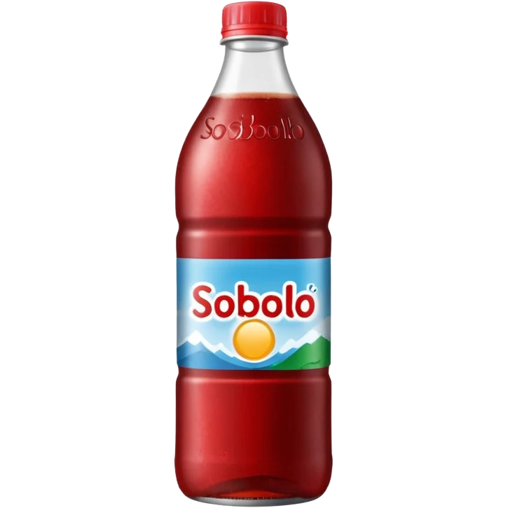 make a sobolo(ghanain drink) make it be in a bottle and the label should say sobolo and spell it like this and the drink dark red a plastic bottle emoji