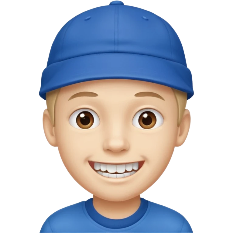 schoolboy with big front teeth wearing a cap emoji