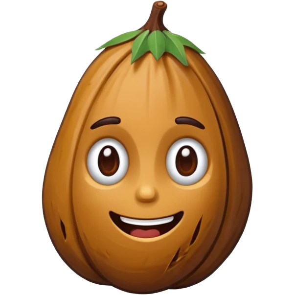 cute (dried) date fruit sticker. Drie dates have dark brown color are oblong, kind of crumpled like prunes. no stem. By cure i mean it may be cartoonified, may include face features. emoji