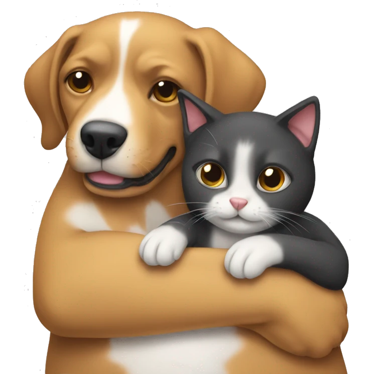 Cat hugging dog emoji