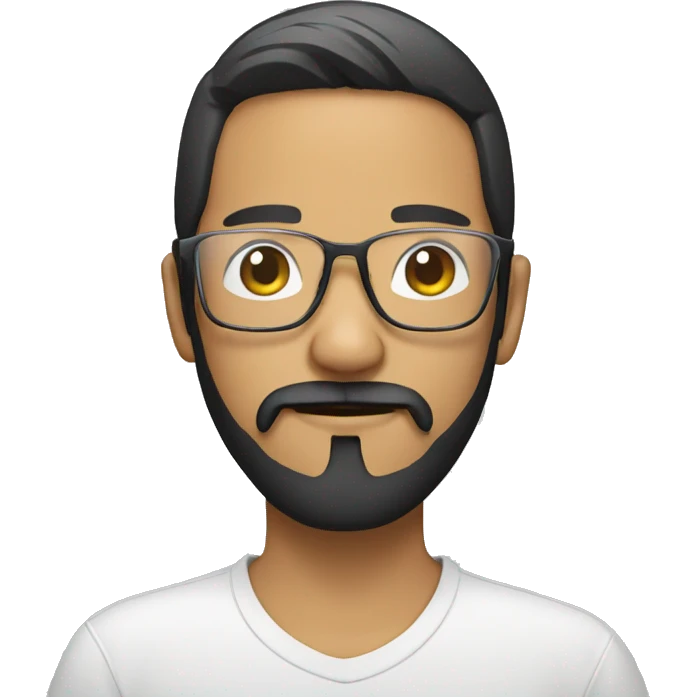 Asian Latino with beard and transparent optical glasses emoji