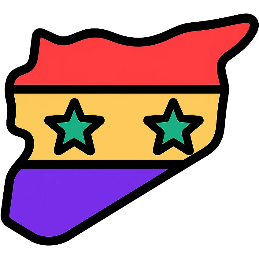 new flag for Syria, abstract shapes, vibrant colors, flat icon style emoji
