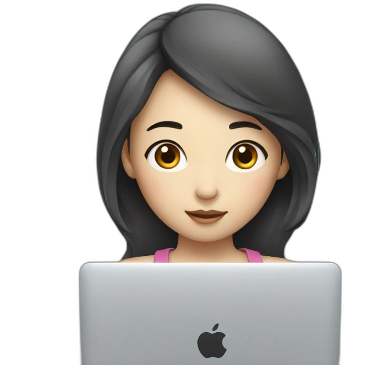 Korean girl with macbook emoji