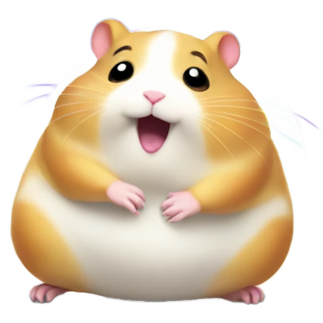 fat ecstatic hamster on a rainbow train emoji