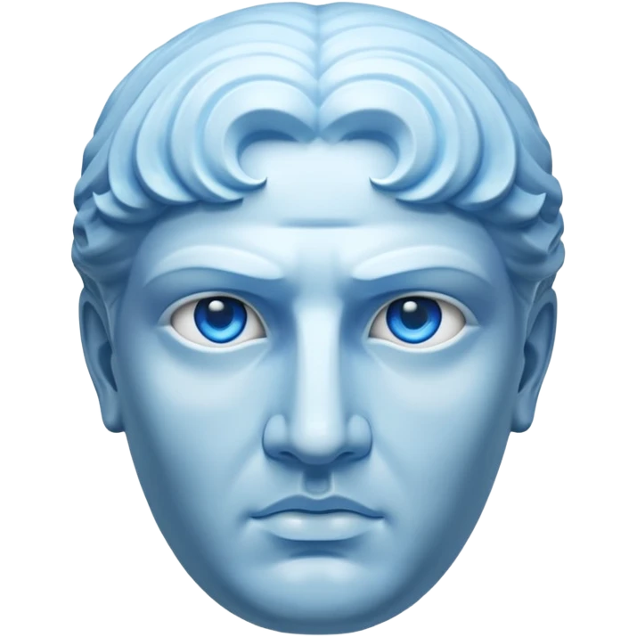completely white ancient greece marble head sculpture with a blue aura around the background of it emoji