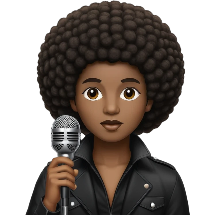 soul music singer with microphone and afro hairstyle emoji