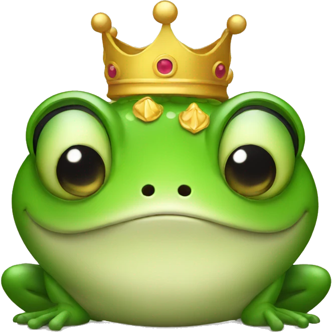 Round Frog wearing a crown emoji