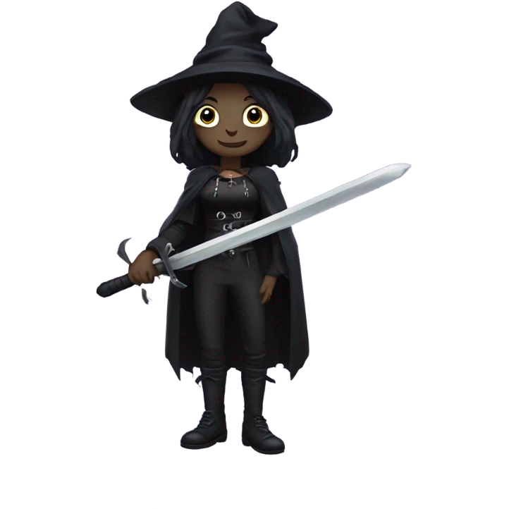 Goth witch holding a sword emoji