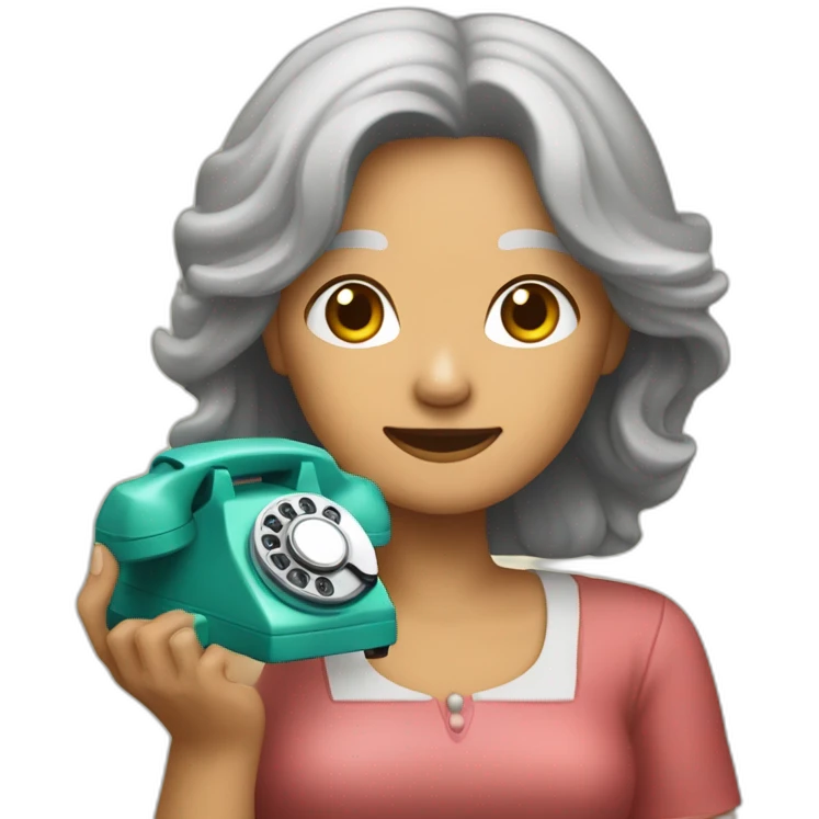 Pilipino middle aged woman holding an old rotary phone emoji