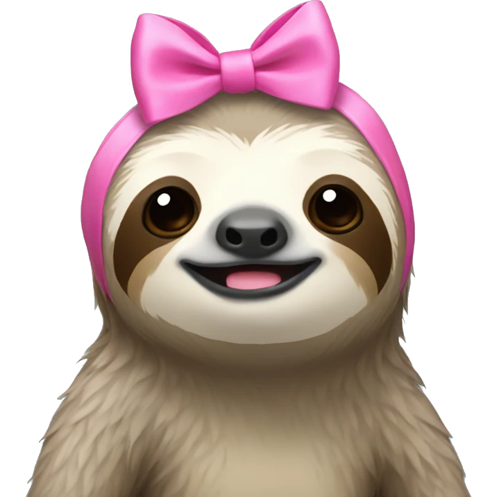 Sloth with a pink bow on top of the head emoji