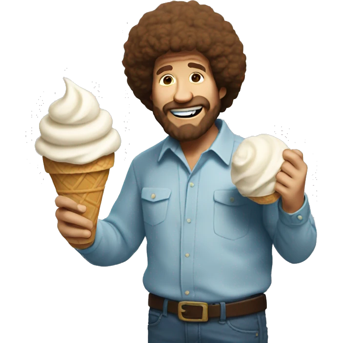 Bob Ross eating ice cream  emoji