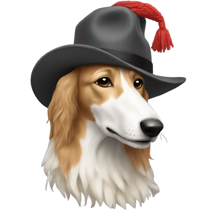 Borzoi with hat emoji