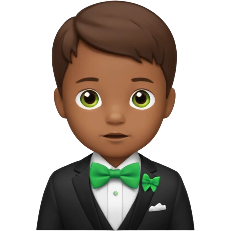 baby boy brown hair in suit, with green bow emoji