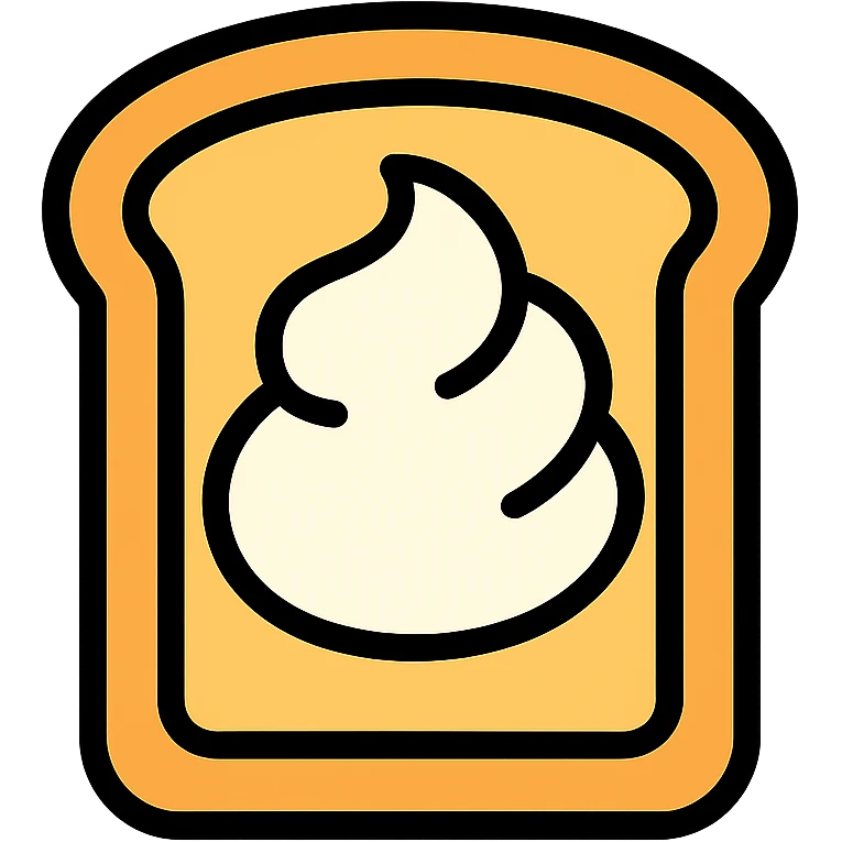a piece of bread with mayonnaise emoji