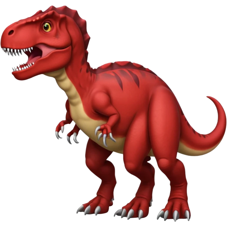 Tyrannosaurus rex with 2 horns on each side of its head 2 small arms 2 legs 1 tail and dark red emoji
