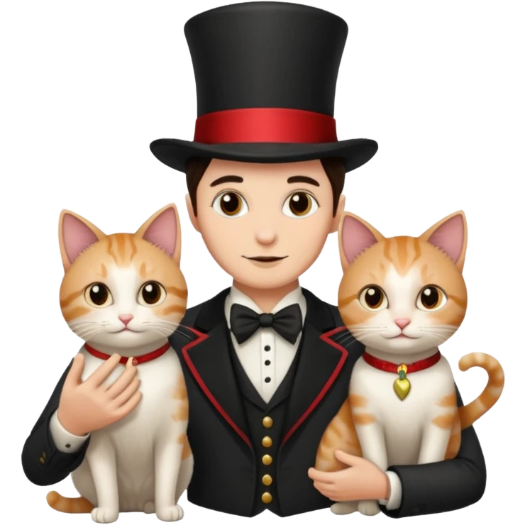 magician couple and their pet cat emoji