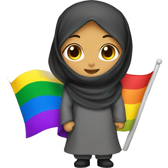 Hijabi holding rainbow flag emoji