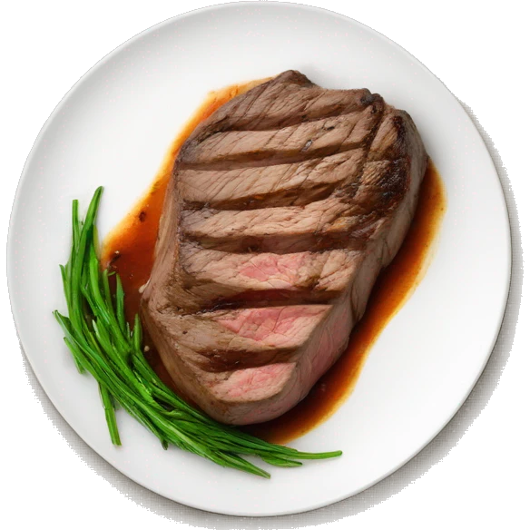steak dish top view white plate emoji