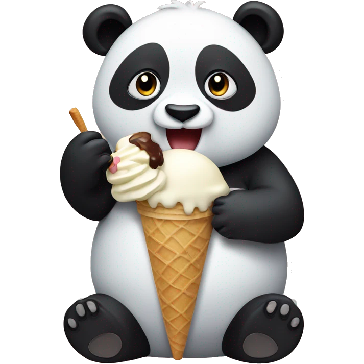 Panda eating ice cream emoji