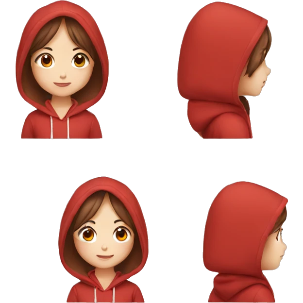 boy emoji red bang brown hair asian girl red hoodie emoji