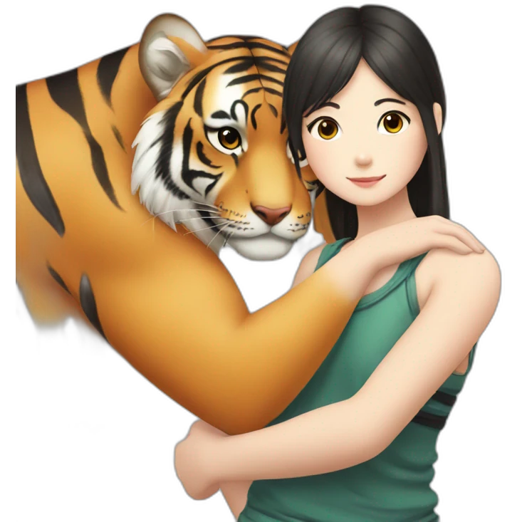 Tiger in arm of Japanese  girl  emoji