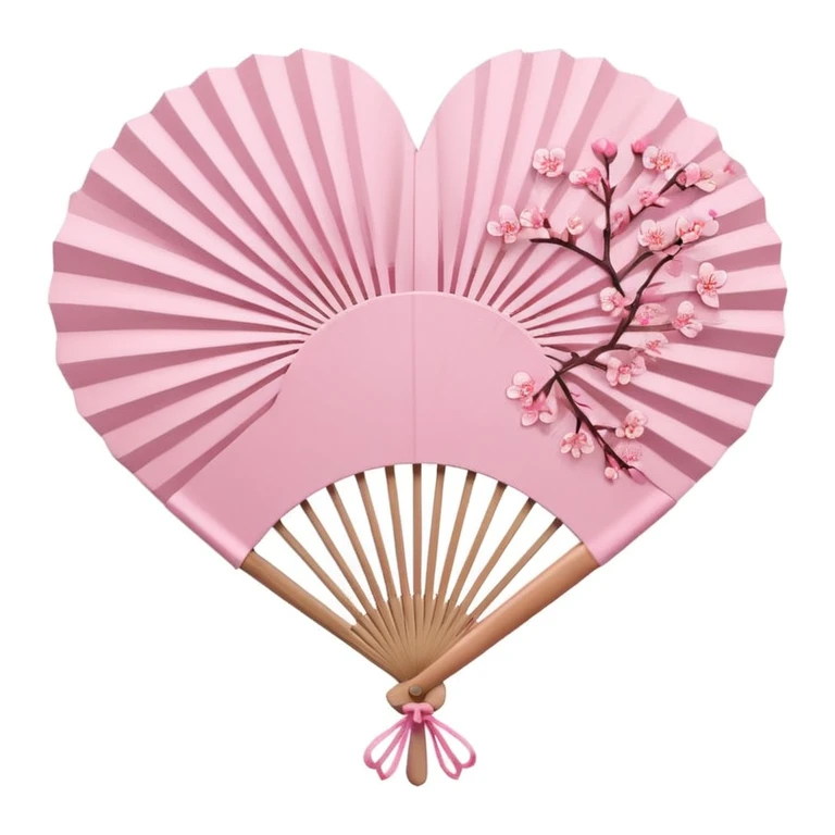 sakura heart with paper fan emoji