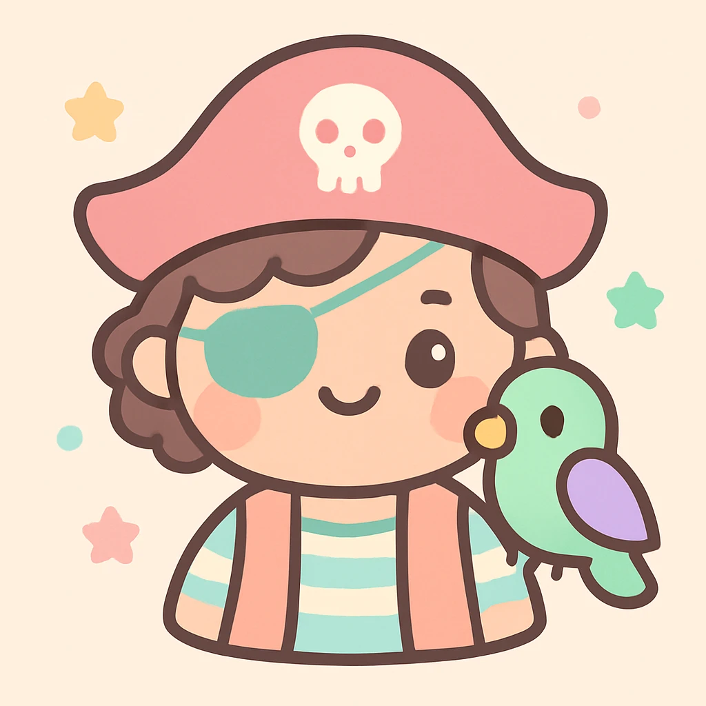 pirate with eye patch and parrot emoji