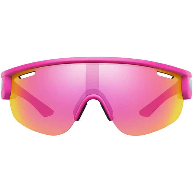 sporty pink shield visor sunglasses with bold thick frame, athletic design, reflective one-piece lens emoji