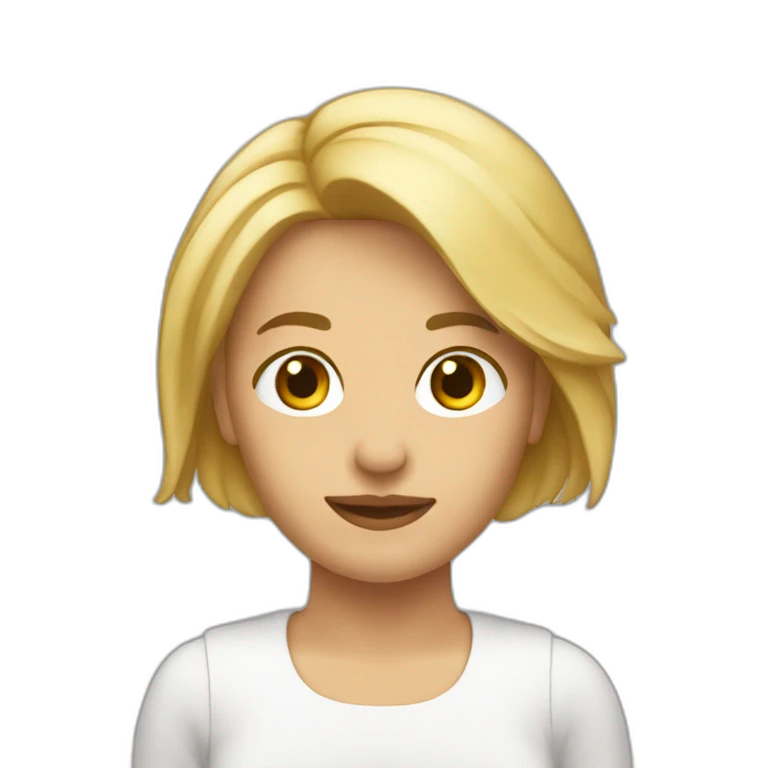 Mujer de 54 años pelo muy corto rubio pensando emoji