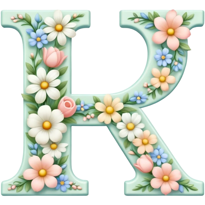 White flowery romantic alphabet letter emoji