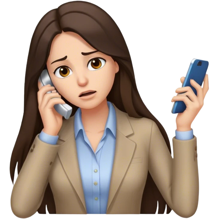 Brunette Long hair business casual call in sick emoji