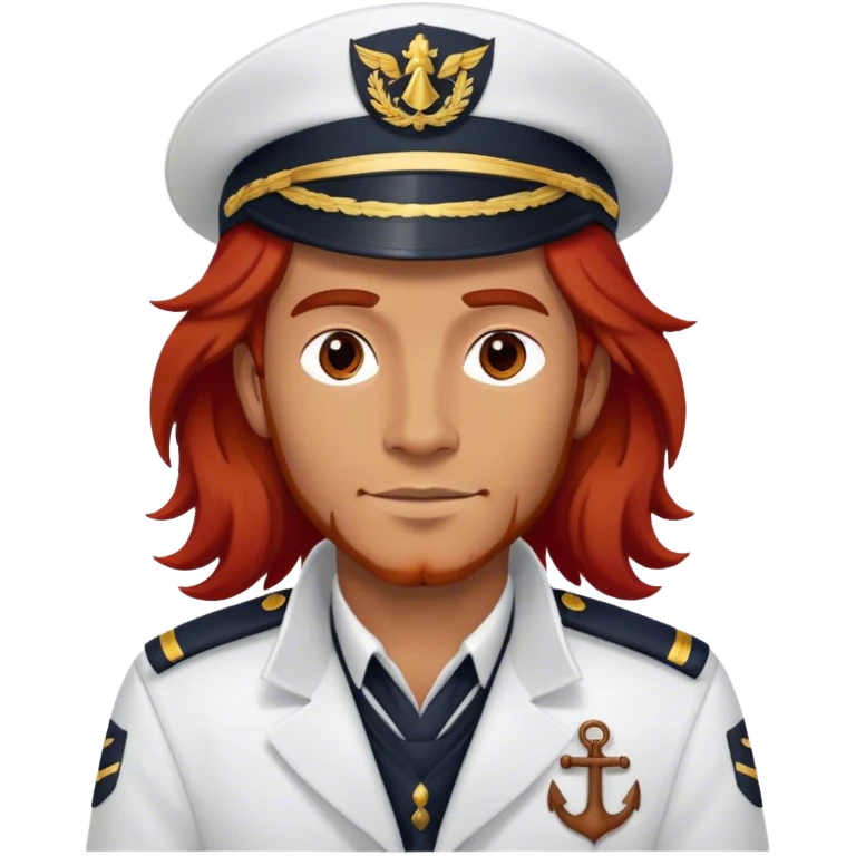 a male boat captain with long red hair no beard emoji
