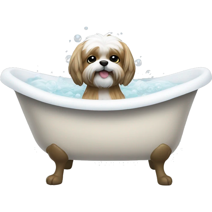 Shitzu taking a bath bubbles emoji