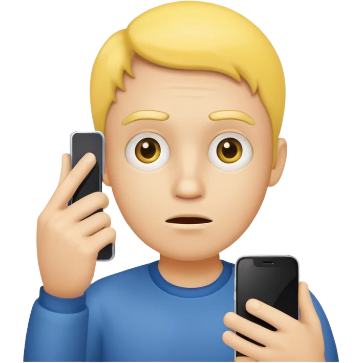 a yellow circle face confused why a hand is showing him a phone emoji