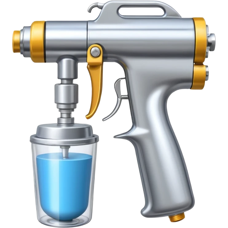 metal spray gun with clear sealed cup attached emoji