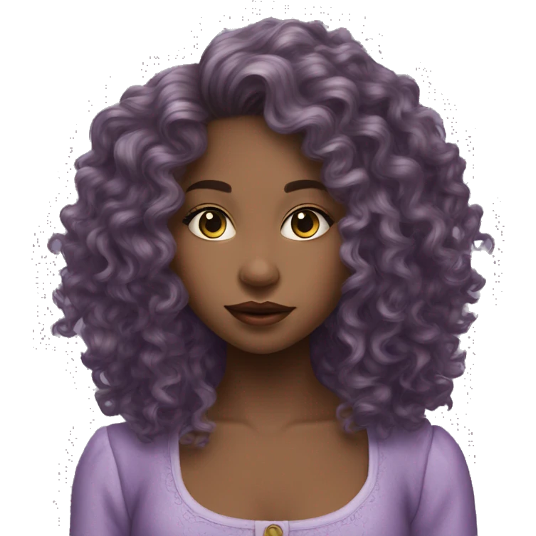 Three musketeers dark lilac women curly long hair emoji