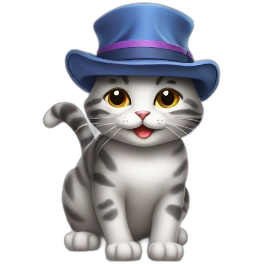 Happy cat with cool hat emoji