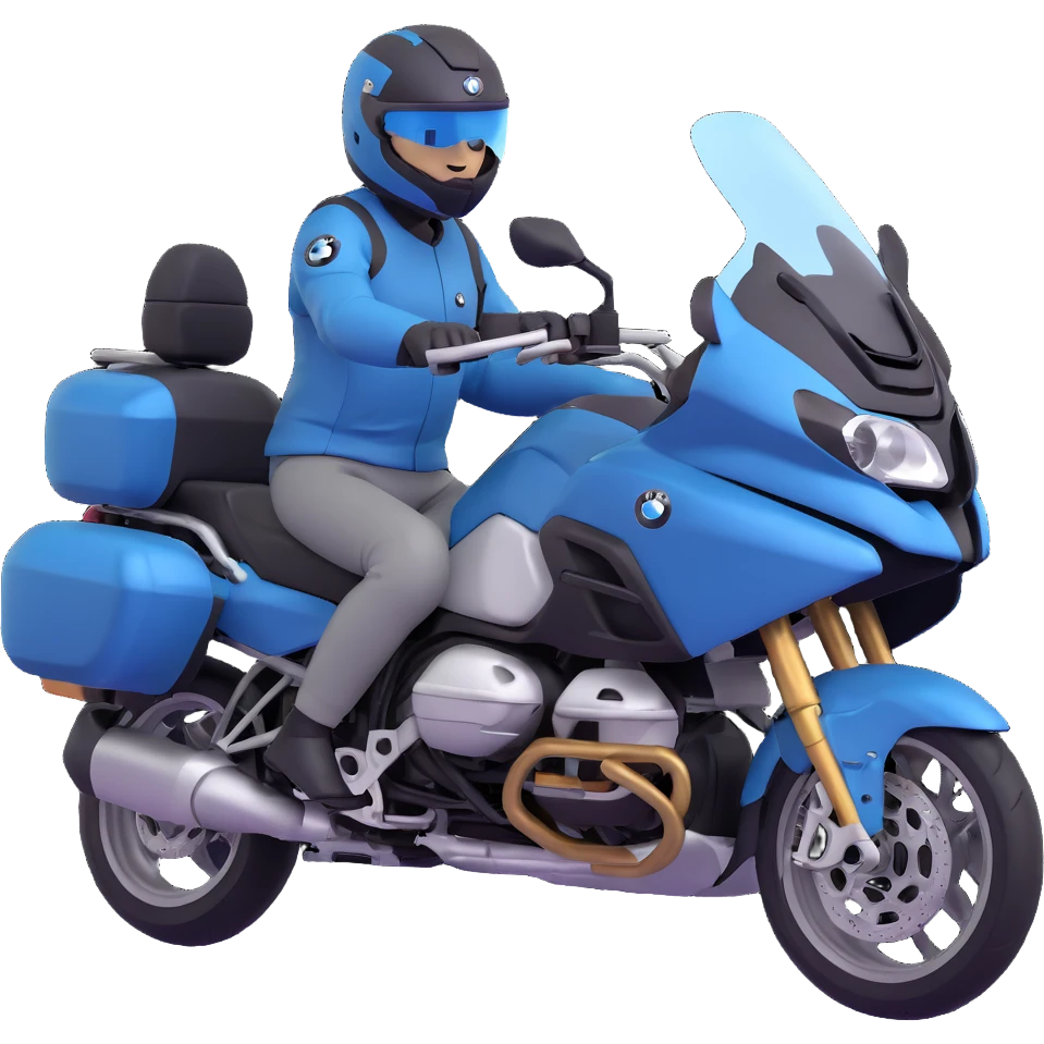 BMW R 1200 RT touring motorcycle with rider wearing helmet emoji