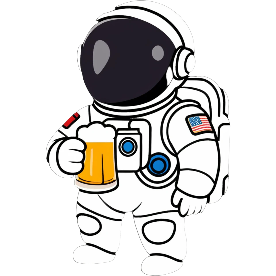 a full astronaut space suit with a pint of delicious beer inside it instead of a human, the glass of beer visible through the helmet emoji