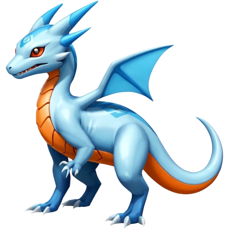 Shiny Futuristic Salamence-Salandit-Glaceon-Fakémon-hybrid-creature (full body)  emoji