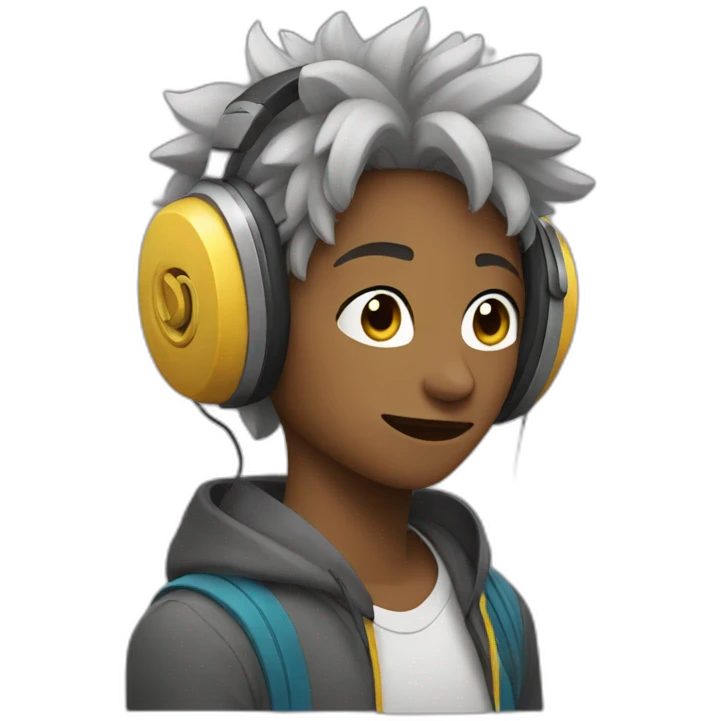 Teen listen to music with wolfhair emoji