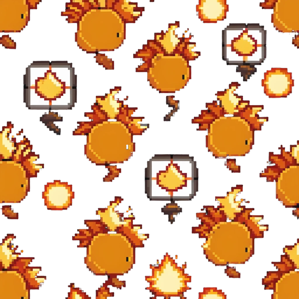 Bomberman right-facing end-cap explosion tile, flames ending and tapering rightward with pronounced flame wisps, orange/yellow with more red at the tips, extending about 70% into right direction emoji