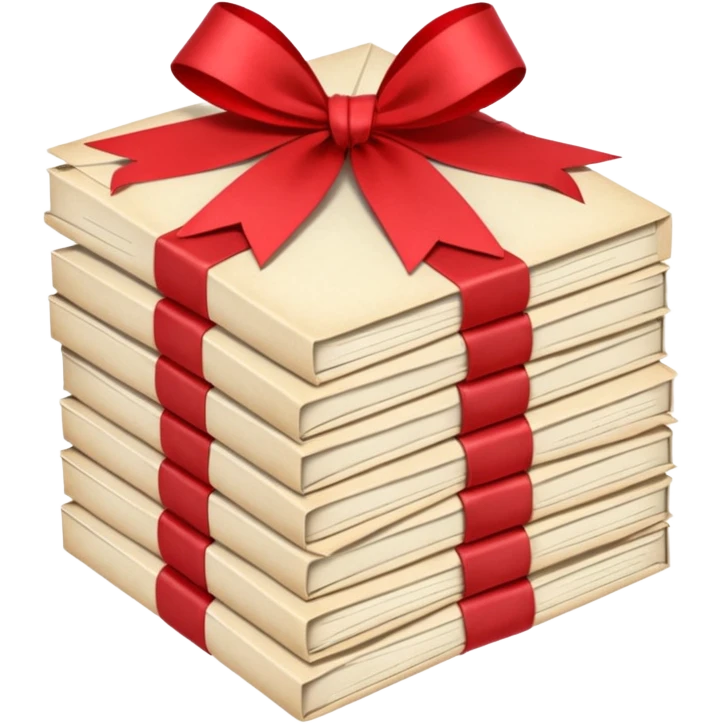 A beautifully arranged Stack of aged letters, tied with a red ribbon, envelopes, corespondence, aesthetic, red flower petals around, mails emoji