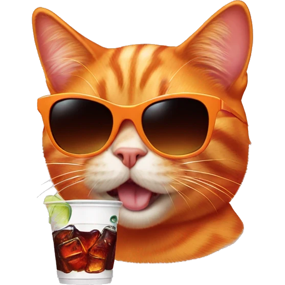 orange cat with sunglasses drinking dr pepper emoji