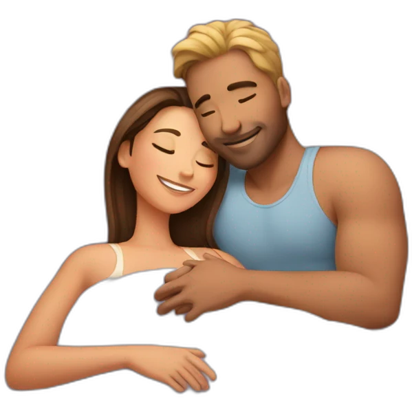 Woman and man cuddling in bed emoji