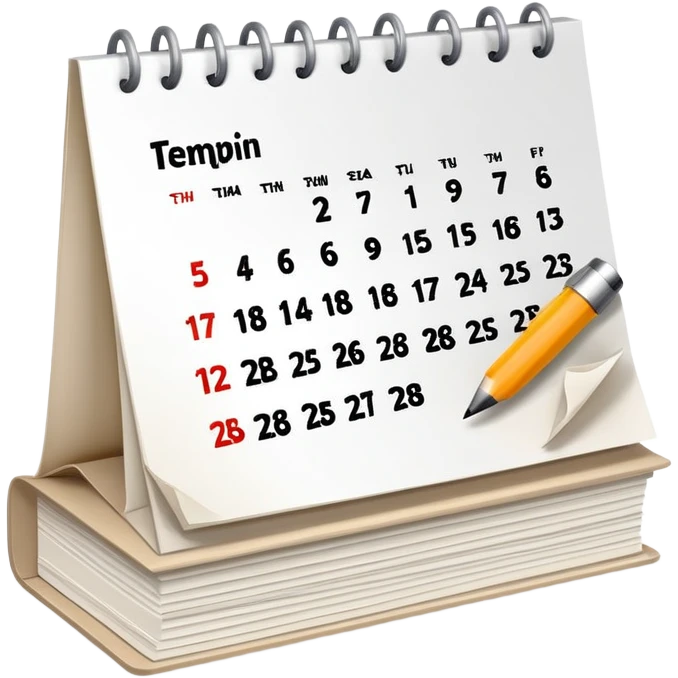 Calendar with marked date showing the 15th, desk calendar with torn pages emoji