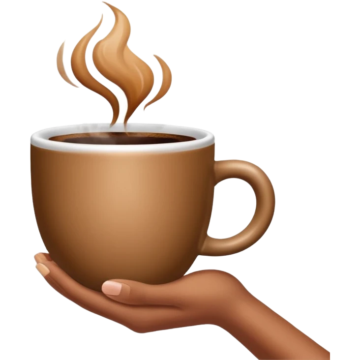 Hand holding a coffee cup emoji