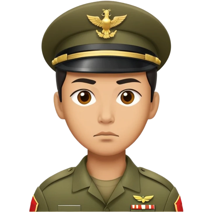 serious asian photorealistic soldier emoji