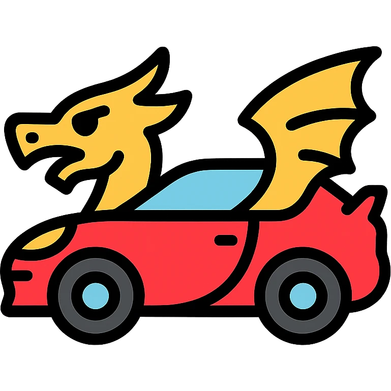 colored icon of a swift car with dragon-like features emoji